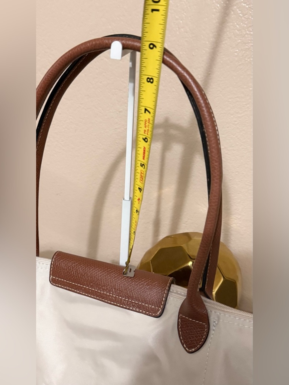Longchamp Beige Canvas Tote with Brown Leather Trim - Picture 11 of 15